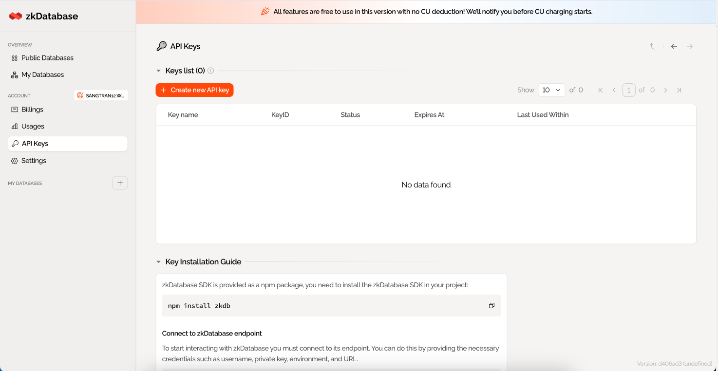 API Keys Dashboard
